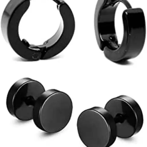 Pair Of Ear Stud- Earring for Men / women - Black