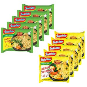 Indomie Noodle | Instant Noodles 120 Grams | Pack of 10 | (Lemon Tarka & Chicken) Vegetable Flavour