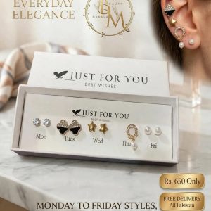 Monday to Friday Earrings Set | 5 Pairs Premium Korean Stud Earrings