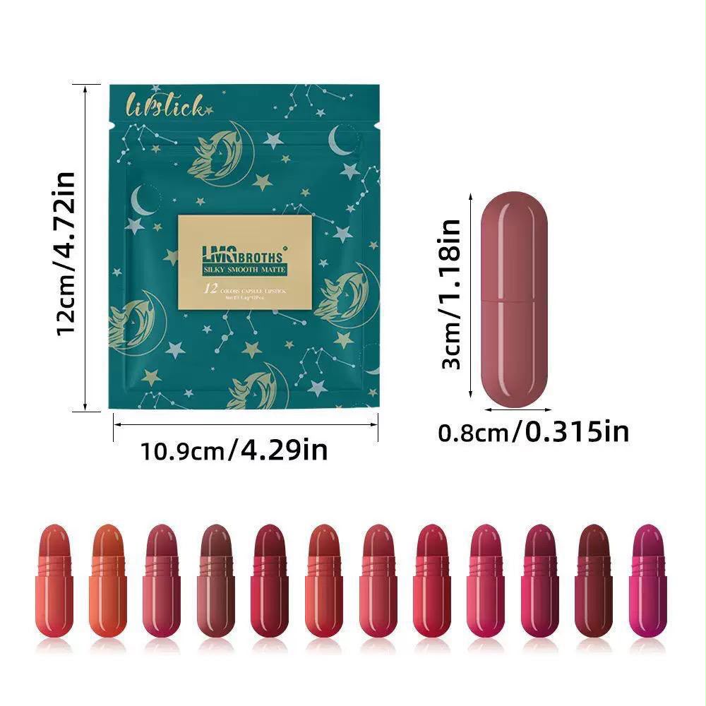 12 Colors Capsules Lipsticks – Silky Smooth Lip Color Pack - Image 4