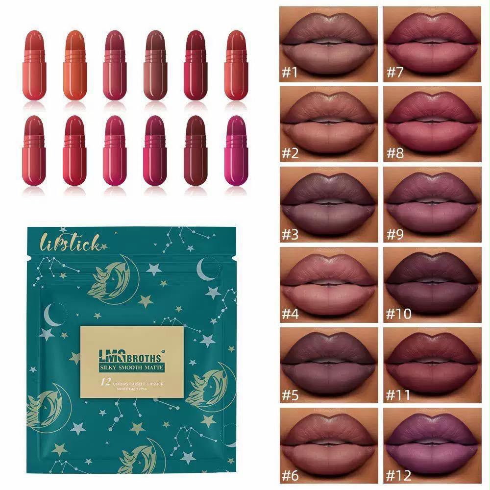 12 Colors Capsules Lipsticks – Silky Smooth Lip Color Pack