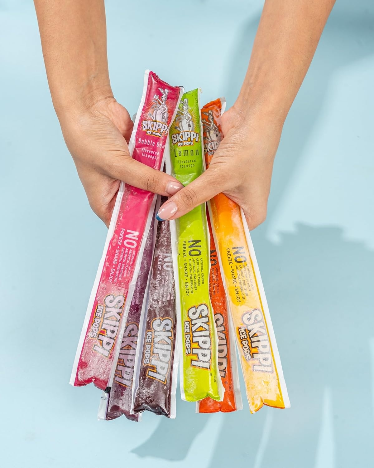 Skippi Icepops Natural Ice Popsicles - Assorted Flavors (Lemon, Mango, Orange, Raspberry, Bubblegum, Cola) - 12 x 70 ml - 100% Natural Colours, Flavours, and Preservatives - Image 5