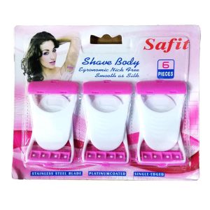 Safit Shave Body Razor - 6Pcs - White & Pink