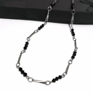 Elegant Black Stones Chain Necklace for Girls Gift Friends with GIFT BOX