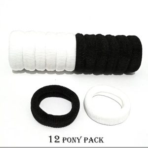 12pcs Black & white Pony Band for Girls Hair Accessories Head wear
