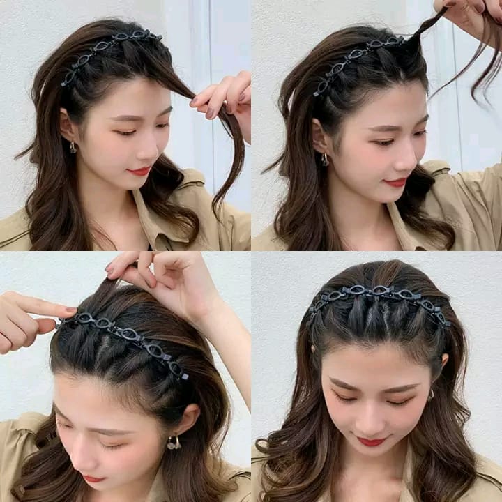 Double Layer Twist Plait Headband Hair Tools Bangs Hairstyle Hairpin Multi-Layer Hollow Woven Headband - Image 3