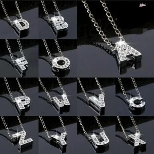Silver Stainless Steel Alphabet Necklace/Locket/Pendants for Girls & Women with Chain - A to Z Your Name Alphabets