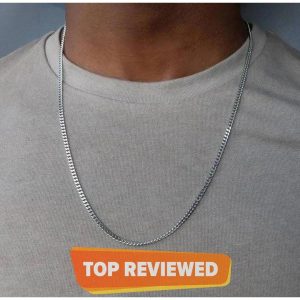 THIN SILVER TRENDY neck chain (jewellery) Stainless Steel Chain Necklace - 24 inch