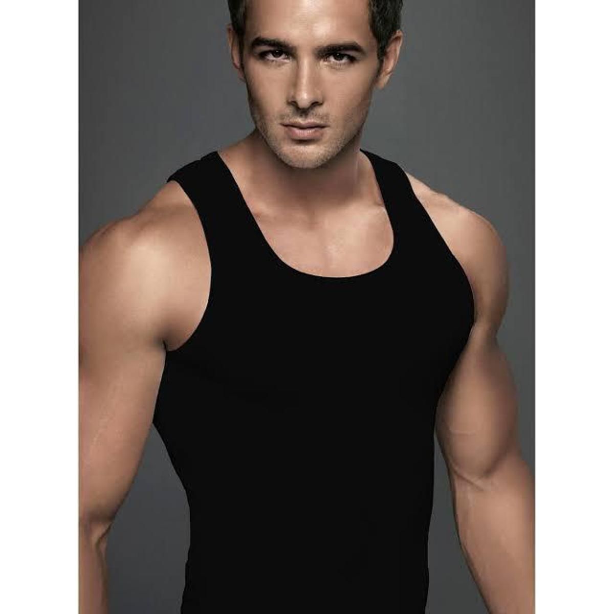 1 Piece Premium Black Sleeve-Less vest Pure Cotton banyan for men Good Quality - Image 2