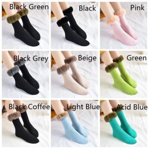 3 Pair Women Winter Socks Fluffy Faux Fur Top Comfort Boot Socks Fashion