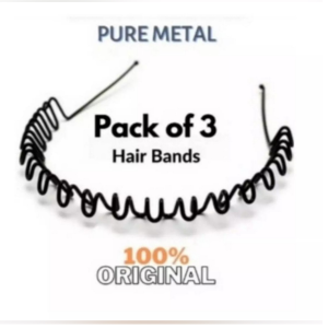 Pack of 3 Black Metal Zigzag Hair band