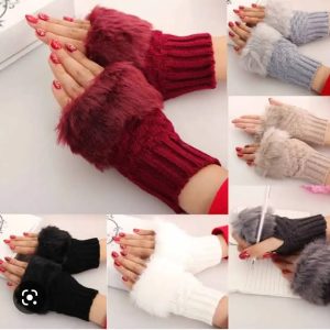 Women Winter Fingerless Knitted Gloves – Hand Wrist Warmer – Random Colours – One Size Fits All