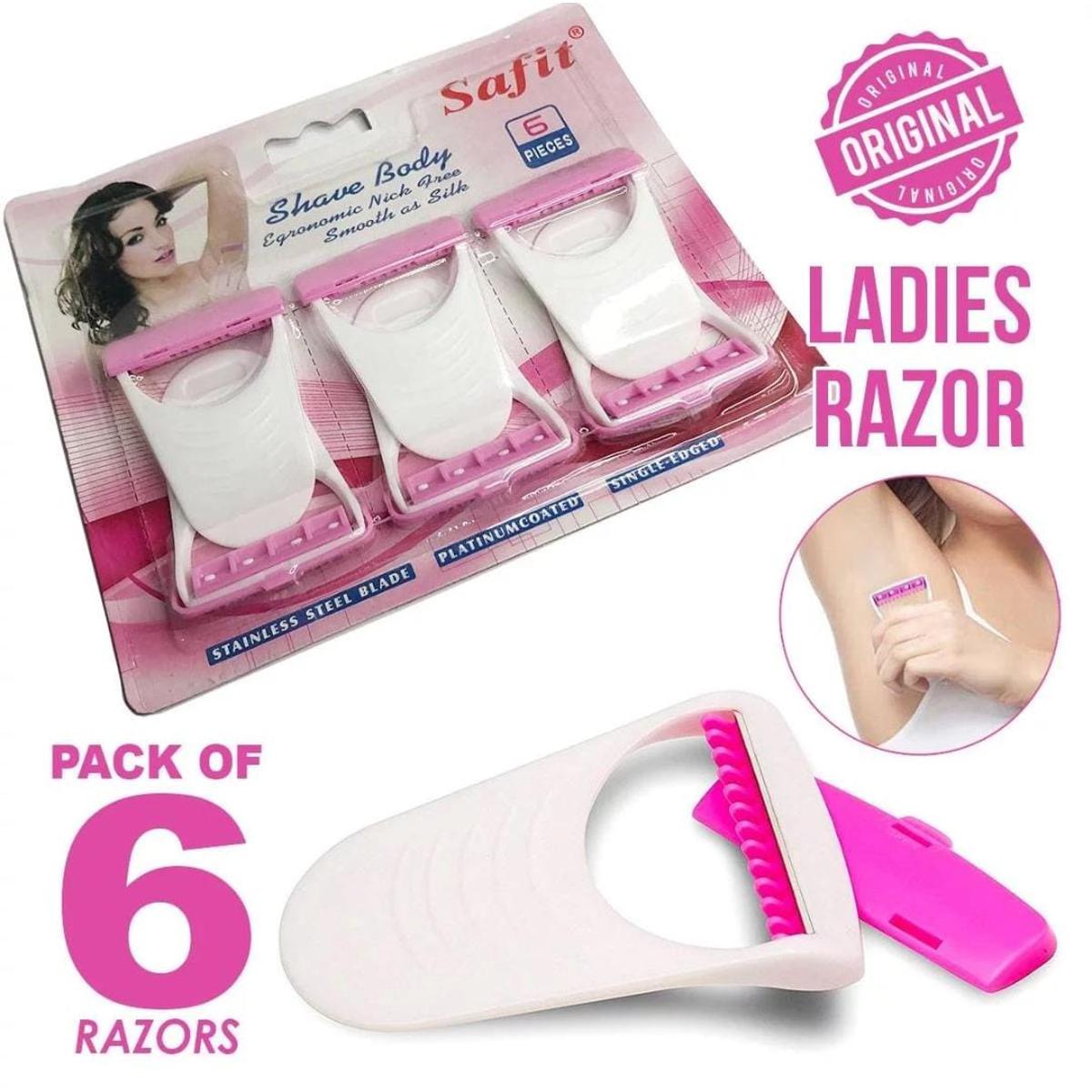 Safit Shave Body Razor - 6Pcs - White & Pink - Image 2