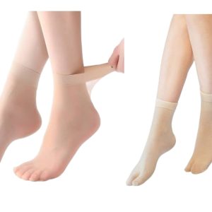 Pack of 3 & 5 Transparent Skin Black Colors Socks for Women and Girls