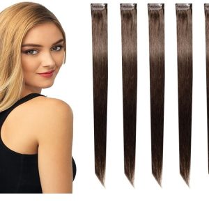 5 pieces  single clip in hair extension for girls random colors