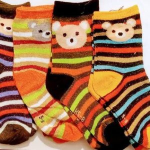 Pack of 6 Multicolor teddy bear cotton socks for kids baby boy and girl winter socks casual formal age 1 - 8 year,same as shown in picture