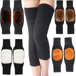 1 Pair Woolen Blend Thermal Knee Warmers Breathable Elastic Knees Sleeves for Winter