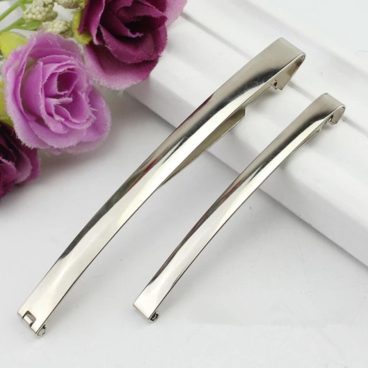 Pack of 12 Pieces Stainless Steel Slim Hair Pins for Women - Silver & Black - Image 2