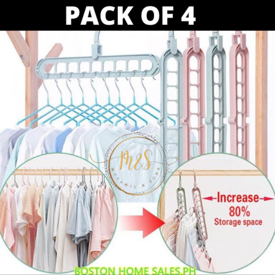 4-Pack - Super Magic Changeable Clothes Pluto Plastic Hanger Space Saving Saver Wonder Closet Organizer 9 Holes Holder Cloths and Pants Hanger - Image 2