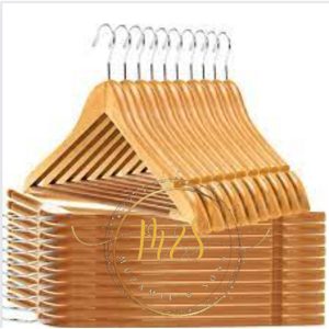 Pack Of 3  Wooden Suit Hangers with Non Slip Pants Bar -Smooth Finish Solid Wood Coat Hanger with 360° Swivel Hook and Precisely Cut Notches for Jacket, Pant, Dress Cloth hangers