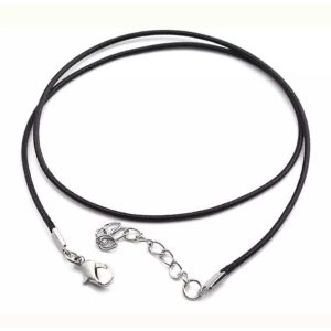 18'' Black Silk Necklace Cord Chain Cotton Rope with Clasp 2.0mm (1Pcs)