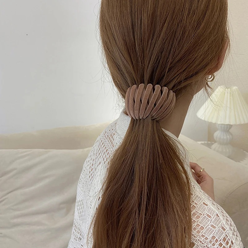 Korean Fashion Women's Bird Nest Expanding Crystal Tail Hair Bun Holder Clips - Image 2