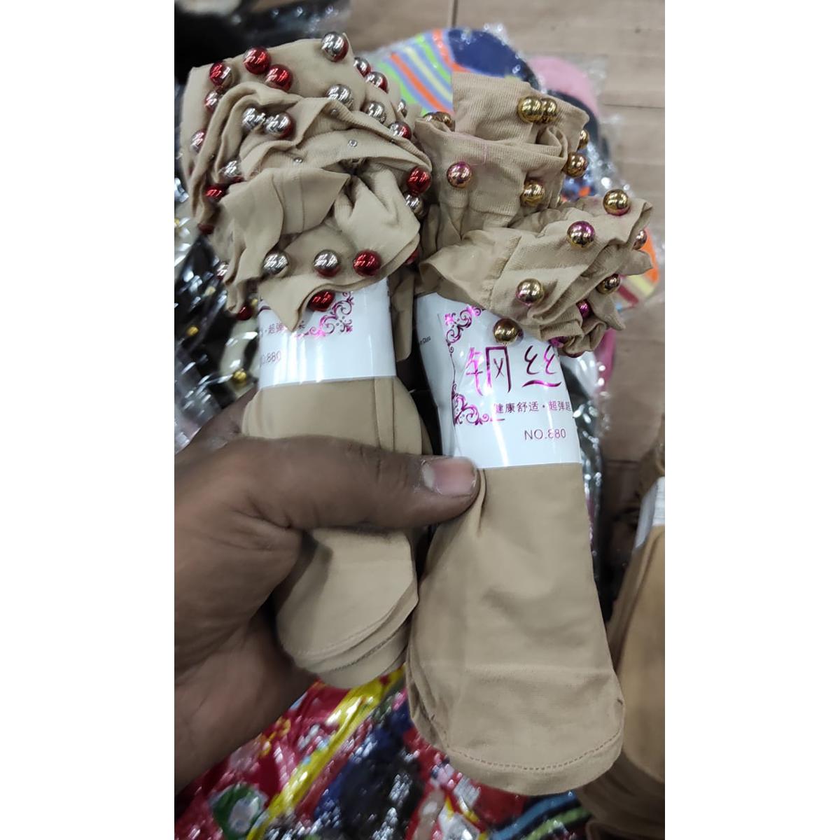 Ladies Net Socks with Fancy Pearls