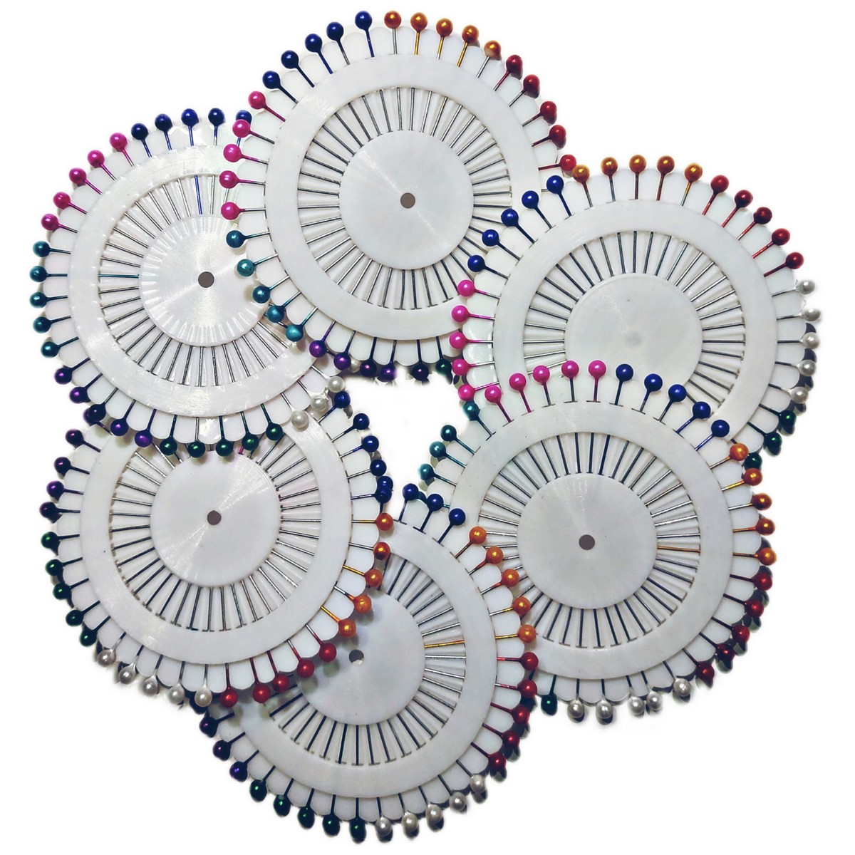 Pack of 6 Hijab Pins Multi Color Hijab Pin Scarf Pins 6 Cards - 40 Pins in a Card