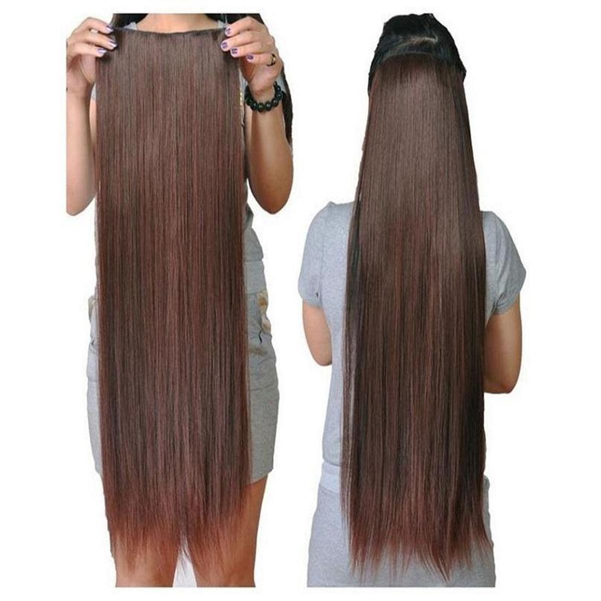 5 Clips Hair Extension - Reddish Brown - Image 2