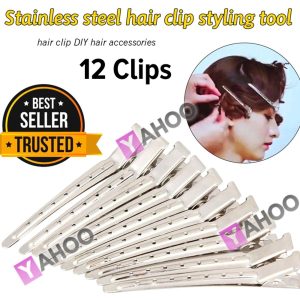 12 x PROFESSIONAL METAL HAIR SECTIONING CLIPS SALON HAIRDRESSING CURLING GRIP
