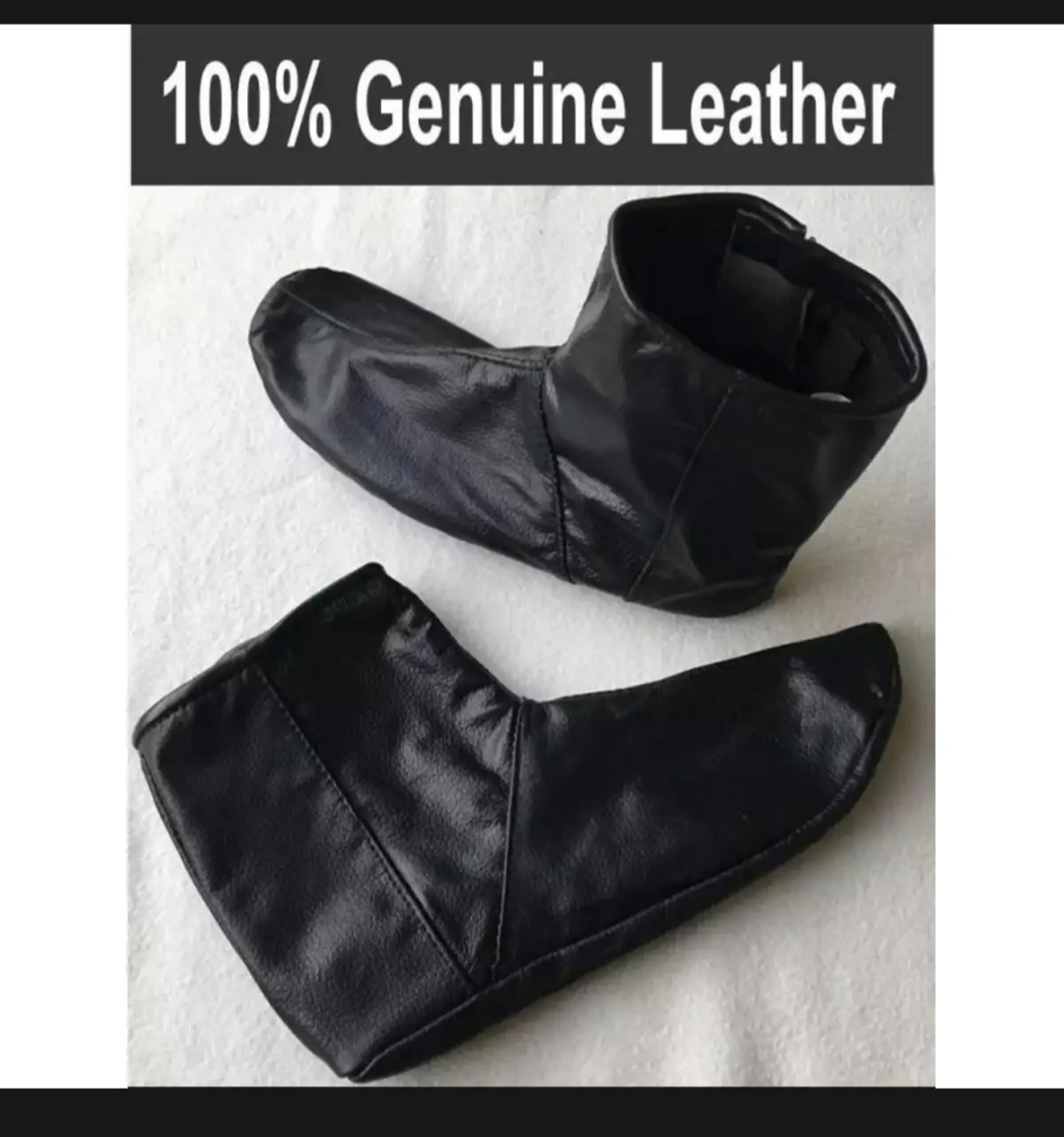 Mozay - 100% Genuine Leather Socks Warm Fabric inside for Cold Weather - Black - Unisex - Hajj & Umrah