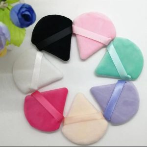 3Pcs 9 Colors Triangle Velvet Powder Puff Flours Mini Face Makeup Sponge Cosmetics Soft Cotton Face Powder Puff Washable