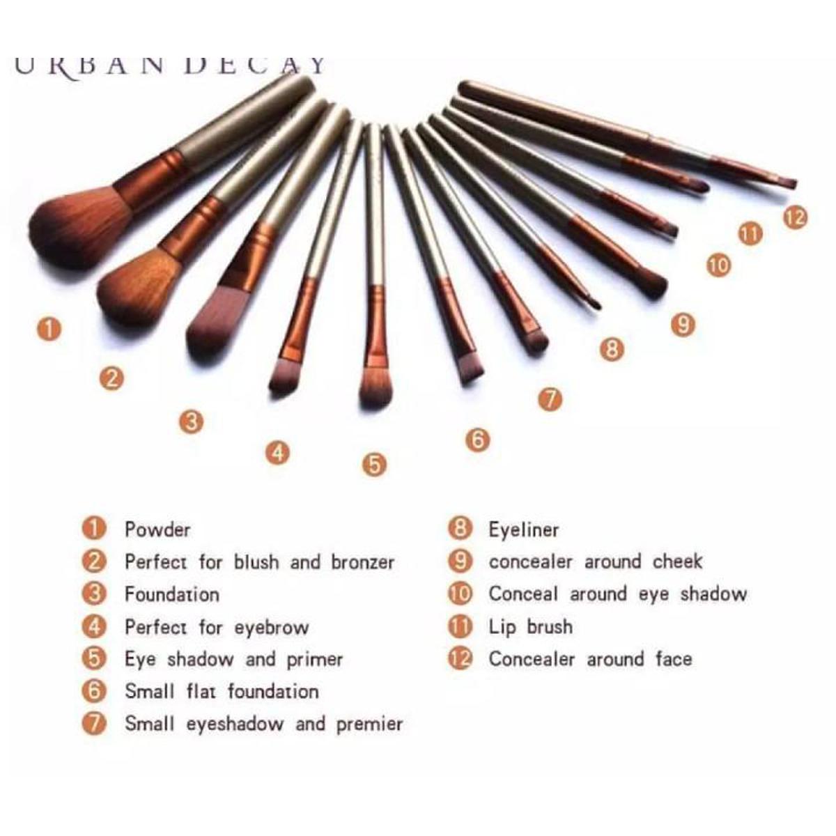 Pack of 12 Makeup Brushes / MM Brushes / Golden Brushes / Cosmetic Brushes / Affordable Brushes / All in One / Brushes in Tin / Brown Brushes / Hot Selling / Most Selling Brushes / 12 Pcs Makeup Tools Kit Cosmetic Eyeshadow Foundation - Image 2