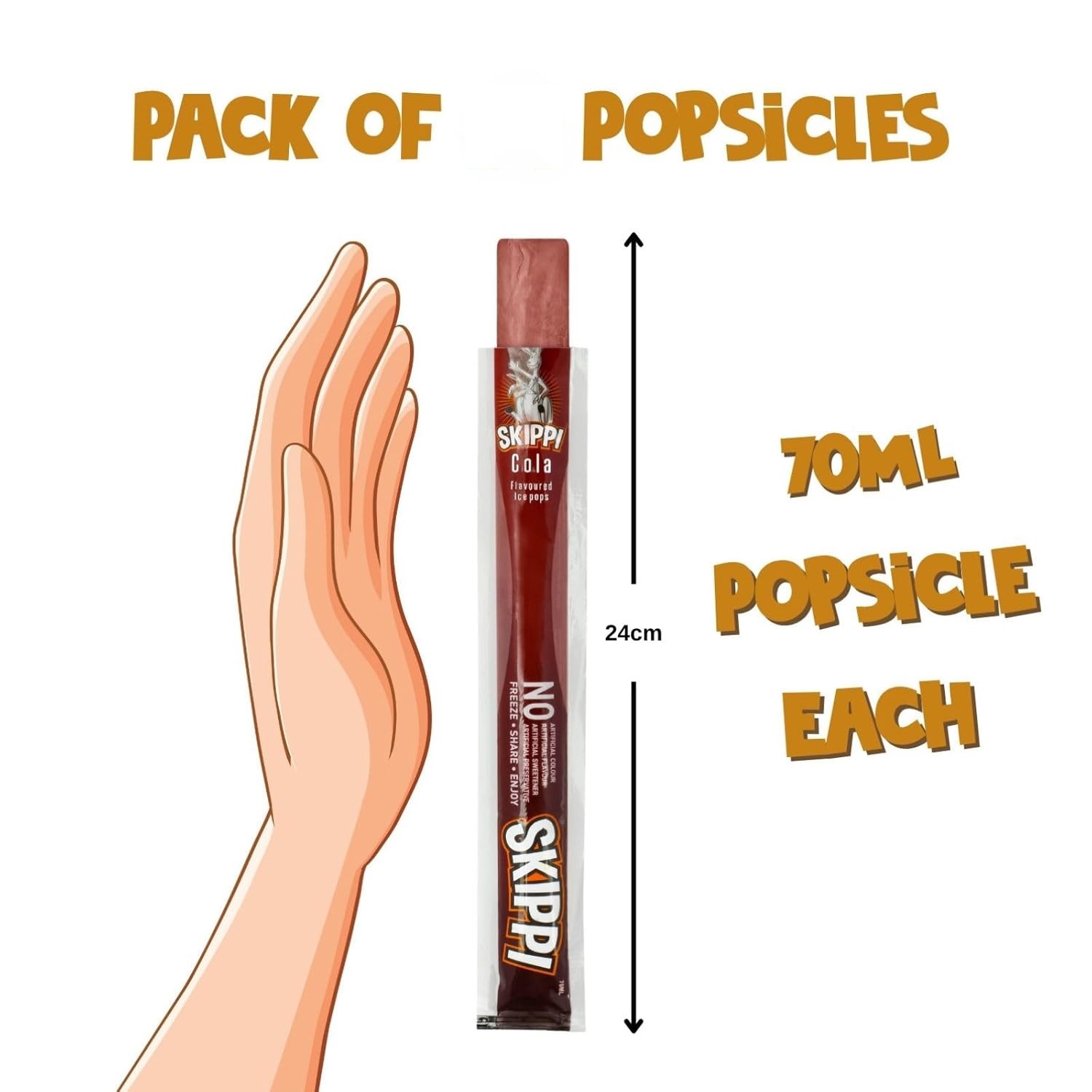 Skippi Icepops Natural Ice Popsicles - Assorted Flavors (Lemon, Mango, Orange, Raspberry, Bubblegum, Cola) - 12 x 70 ml - 100% Natural Colours, Flavours, and Preservatives - Image 7