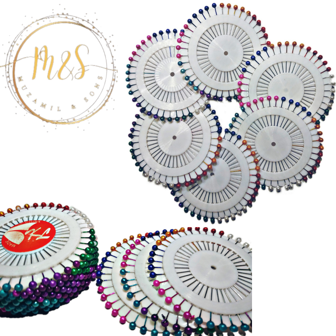 Pack of 6 Hijab Pins Multi Color Hijab Pin Scarf Pins 6 Cards - 40 Pins in a Card - Image 2