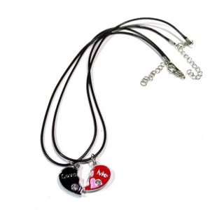 Magnetic Love me Heart Pendant Necklace gift for Friends Couples Pair of 2 Locket