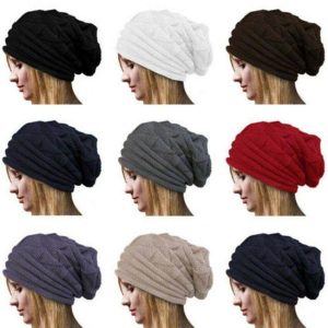 Winter Knitted Beanies Hats- Women Thick Warm Beanie Hat- Female Knit Letter Bonnet Beanie Caps Outdoor Riding Sets