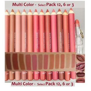 Set of 6 Matte Nude Colors Lip Liners - Thick Pigmented Lip Pencils Lipstick