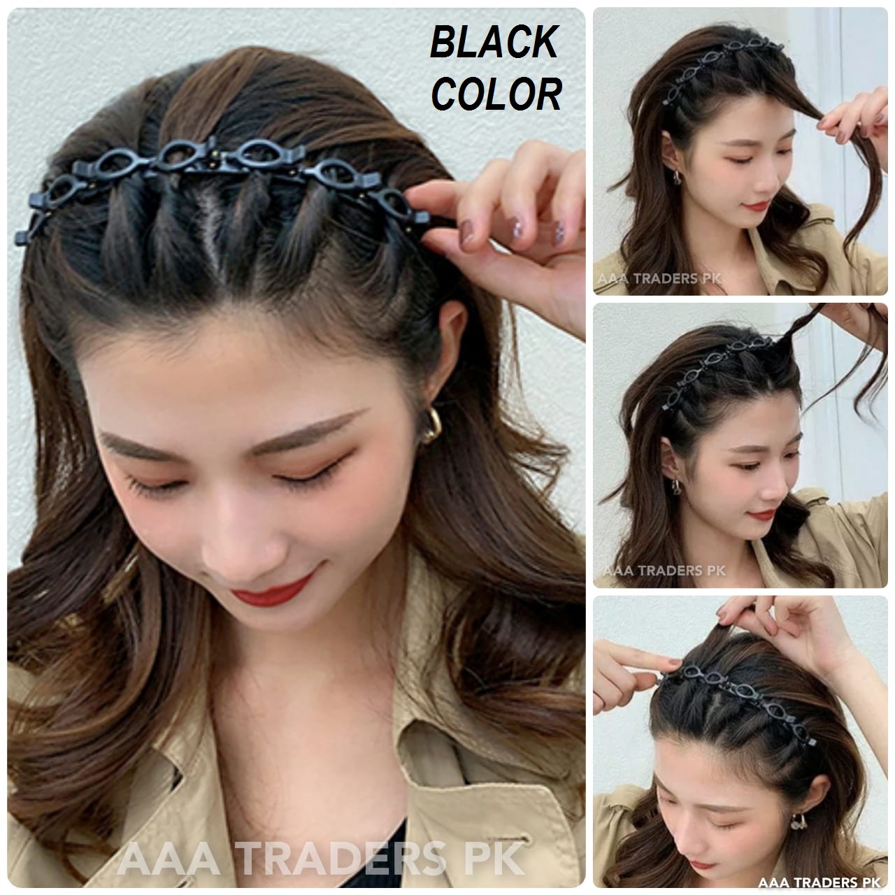 Double Layer Twist Plait Headband Hair Tools Bangs Hairstyle Hairpin Multi-Layer Hollow Woven Headband - Image 4