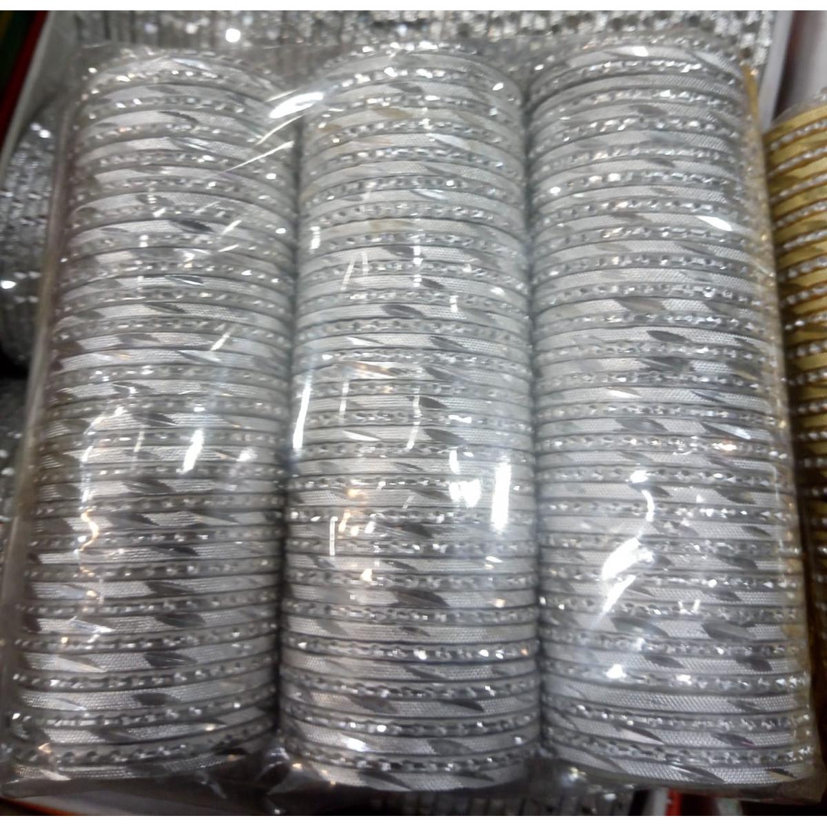 silver Fancy Metal Bangles - 36 bangles