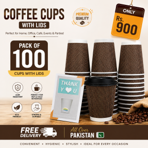 Disposable Coffee Cups with Lids – Pack of 100