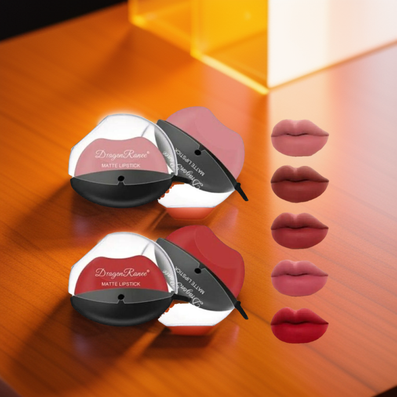 Korean Style Lip Shape Waterproof Lazy Lipstick Matte Makeup Long Lasting Moisturizing Matte Finish Lip-Shaped Lipstick Moisturizing Matte Lip Makeup Tint Waterproof Nonstick Cup Lip Gloss - Image 4