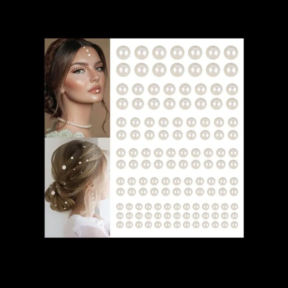 Hair Pearls Stick On Self Adhesive Pearls Stickers Face Pearls Stickers for Hair ANLAN - Image 2
