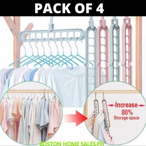4-Pack - Super Magic Changeable Clothes Pluto Plastic Hanger Space Saving Saver Wonder Closet Organizer 9 Holes Holder Cloths and Pants Hanger