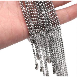 1 PCS - 45/CM Stainless Steel Ball/Round Bead Chains With Connected Clasp Jewelry Settings For DIY Necklace