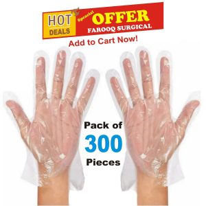 300 Pcs Gloves Polythene Disposable Restaurant Garden Kitchen Dish washing Plastic Hand Gloves