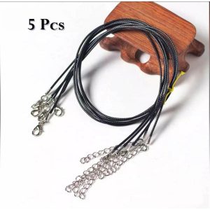 18'' Black Silk Necklace Cord Chain Cotton Rope with Clasp 2.0mm (5Pcs)