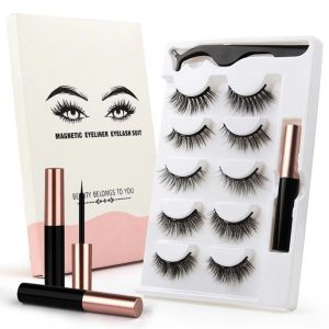 Pack of 5 Pairs Magnetic Eyeliner Eyelash Suit with Lash Clipper