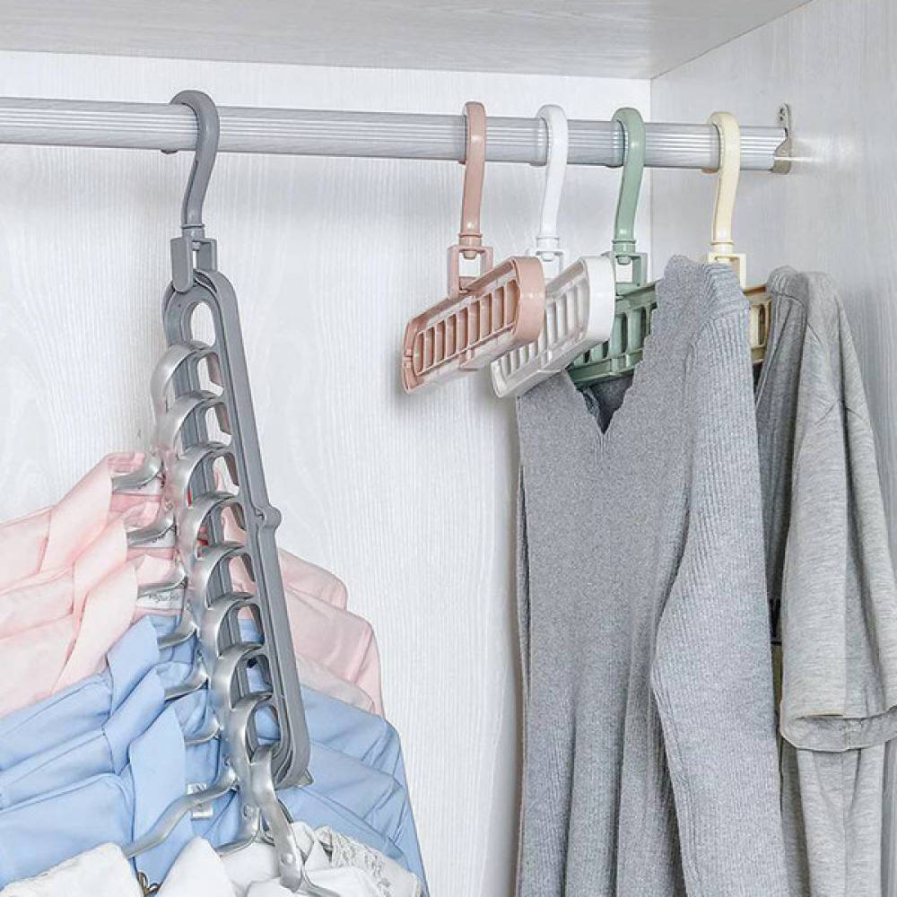 4-Pack - Super Magic Changeable Clothes Pluto Plastic Hanger Space Saving Saver Wonder Closet Organizer 9 Holes Holder Cloths and Pants Hanger - Image 3