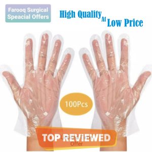 100 Pcs Gloves Polythene Disposable Restaurant Garden Kitchen Dish washing Plastic Hand Gloves